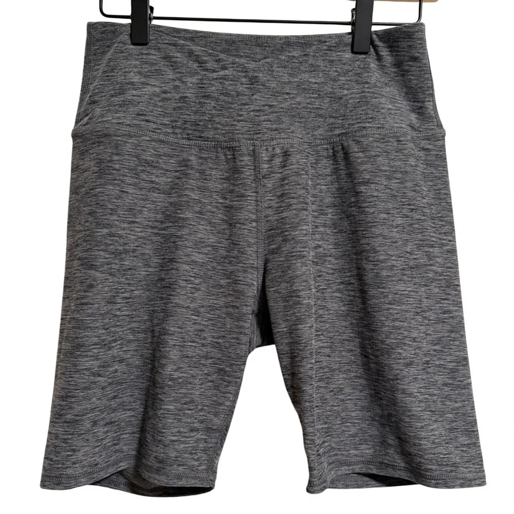 Maurices Womens High Waisted Biker Shorts Gray Space Dye Athletic Medium